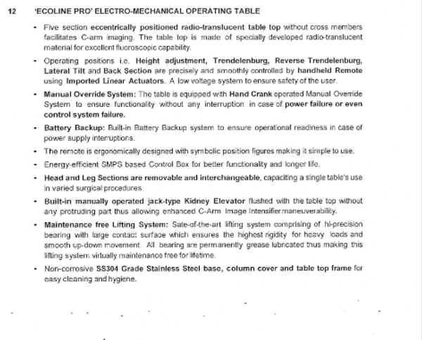 Galaxy India Electro Mechanical Operating Table